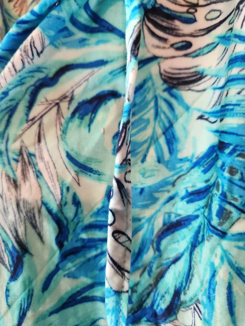 🔥Caribbean Joe Tropical Blue Leaf Cold-Shoulder Sundress Size Medium 100% Rayon - Picture 6 of 8